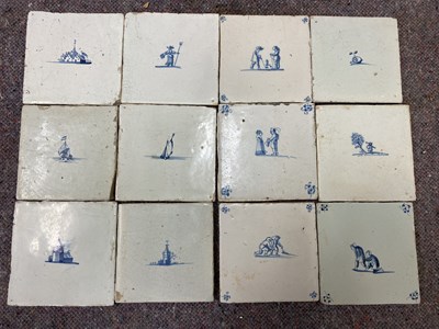 Lot 235 - Fifty eight antique Dutch delft tiles with...