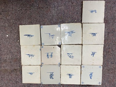 Lot 235 - Fifty eight antique Dutch delft tiles with...