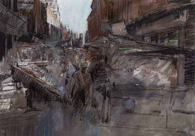 Lot 240 - Thomas Coates (b.1941) Soho Market II pastel...