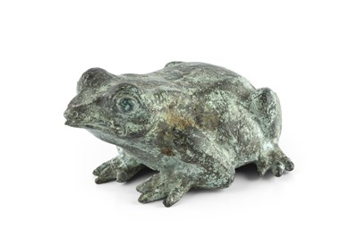 Lot 821 - Modern School Frog green patinated bronze 10cm...