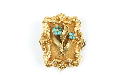 Lot 8 - A Victorian turquoise set panel brooch, the...