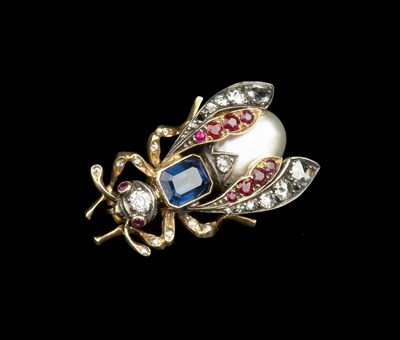 Lot 65 - A diamond and vari gem-set insect brooch,...