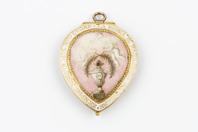 Lot 131 - A Georgian enamel memorial pendant, the...