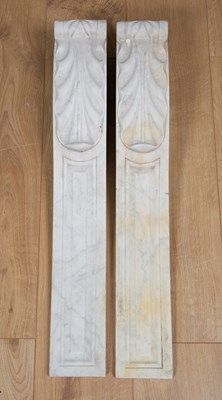 Lot 596 - A pair of acanthus leaf carved marble pilaster...