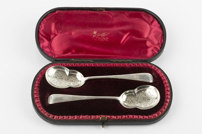 Lot 580 - A pair of late Victorian silver strawberry...