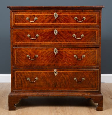 Lot 449 - A yew wood inlaid chest of four graduated...