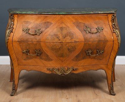 Lot 450 - A marble topped bombe shaped commode with gilt...