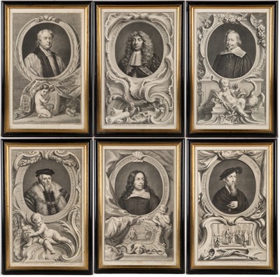 Lot 452 - A set of 18th century pictorial portraits,...