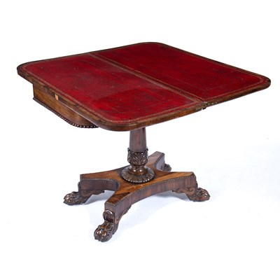 Lot 100 - Rosewood card table Victorian, on carved...