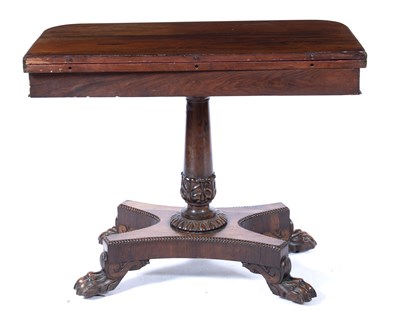 Lot 100 - Rosewood card table Victorian, on carved...