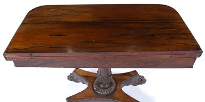 Lot 100 - Rosewood card table Victorian, on carved...