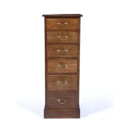 Lot 111 - Oak tall chest of six graduated drawers with...