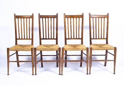 Lot 87 - Arts and Crafts set of five dining chairs,...