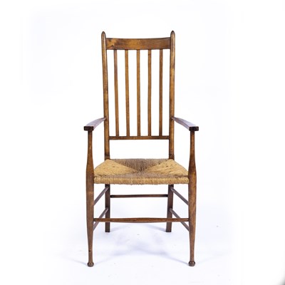 Lot 87 - Arts and Crafts set of five dining chairs,...