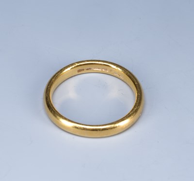 Lot 227 - 22ct gold ring or wedding band, size Q/R, 7g...