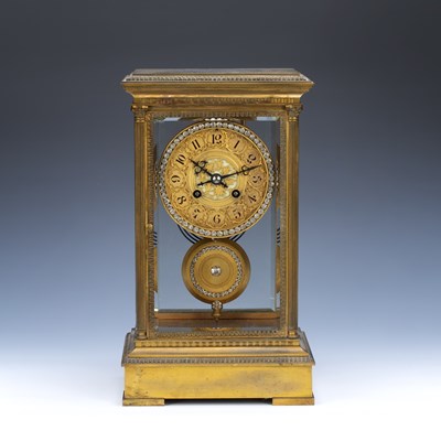 Lot 21 - 19th Century French four glass mantel clock...