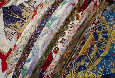 Lot 448 - Collection of silk scarves Hermes and Liberty...