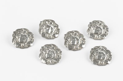 Lot 587 - A set of six silver Art Nouveau style buttons,...