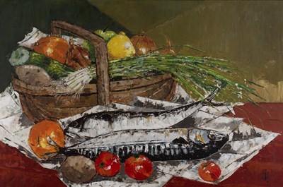 Lot 380 - 1960s School Still life - Mackerel and...