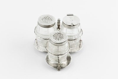 Lot 590 - A mid Victorian silver condiment stand, of...