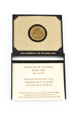 Lot 343 - A Republic of Colombia 1500 Pesos gold coin,...