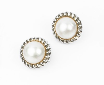 Lot 133 - A pair of mabe pearl earrings by Tiffany & Co.,...