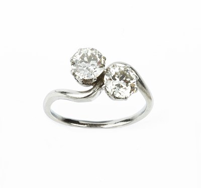 Lot 179 - A diamond two stone crossover ring, obliquely...