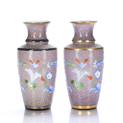 Lot 409 - Beijing overlay pink bottle vases Chinese,...