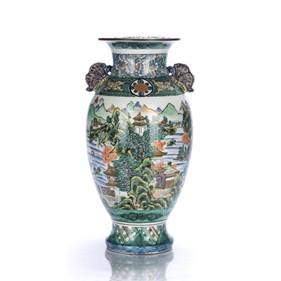 Lot 419 - Famille verte vase Japanese, Hizen ware, with...