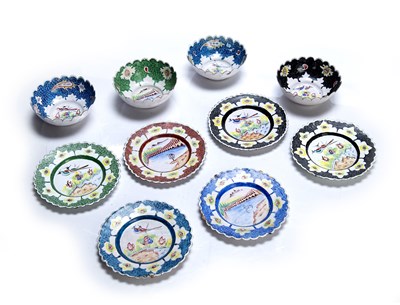 Lot 411 - Group of Meenakari tea bowls and saucers...