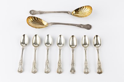 Lot 899 - A pair of William IV silver serving spoons,...