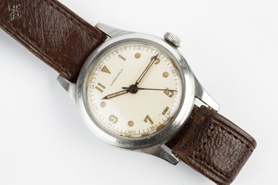 Lot 290 - A stainless steel wristwatch by Longines, the...