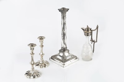 Lot 900 - A Victorian silver plated table lamp, of...