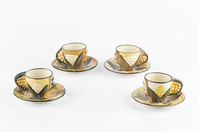 Lot 697 - Andile Dyalvane (b.1978) Four cups & saucers,...