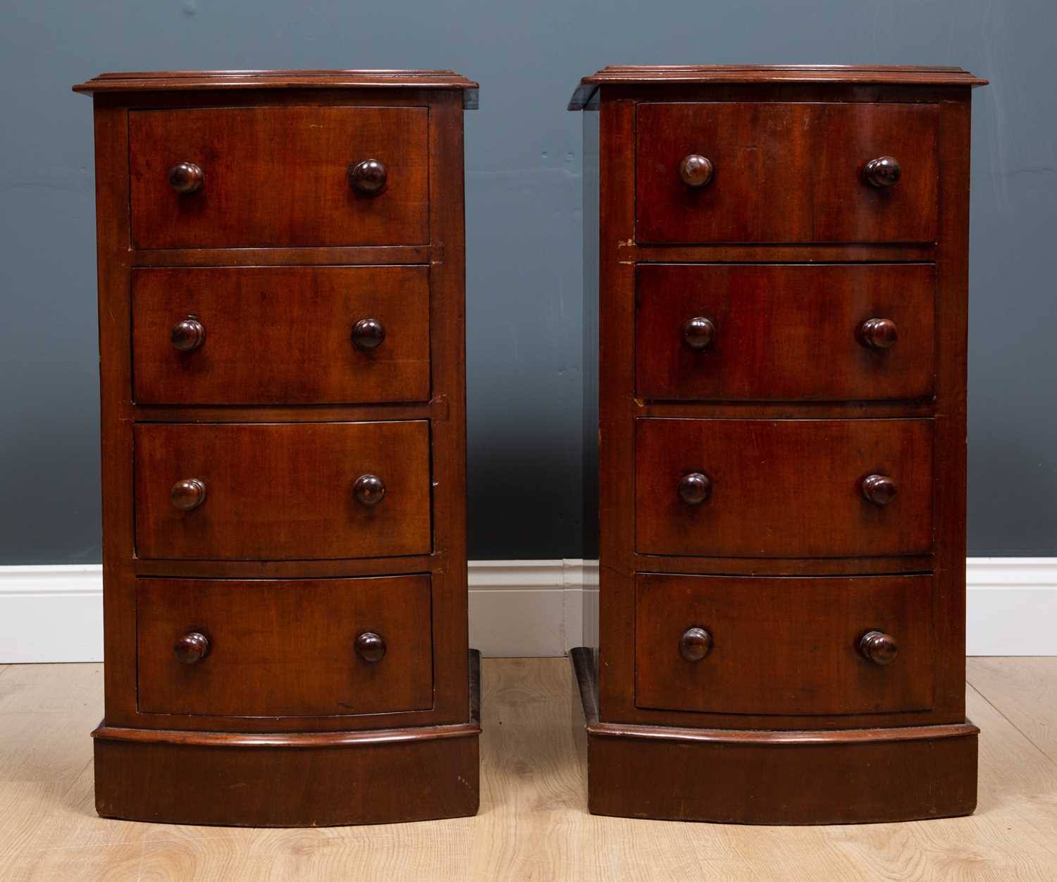 Lot 528 - A pair of Georgian bow fronted mahogany four...