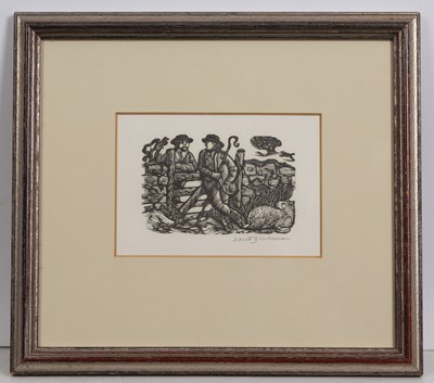 Lot 76 - David Gentleman (b.1930) Shepherds conversing,...