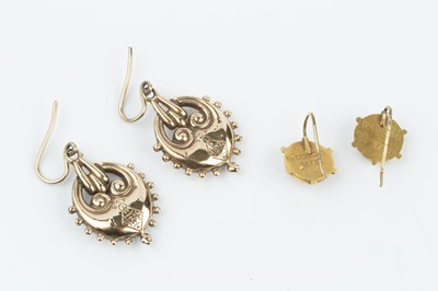 Lot 19 - Two pairs of Victorian ear pendants, the first...