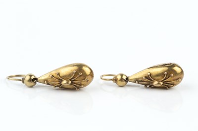 Lot 19 - Two pairs of Victorian ear pendants, the first...