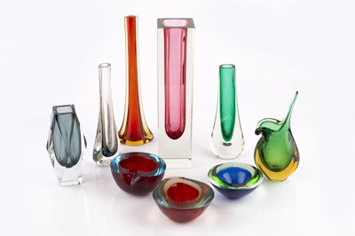 Lot 866 - Murano A collection of eight glass vases...