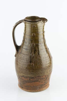 Lot 637 - Jim Malone (b.1946) Jug dark green ash glaze...