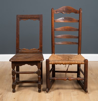 Lot 140 - A 17th century French oak chair 38cm wide x...