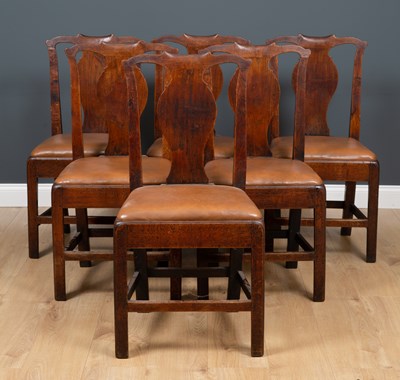Lot 143 - A set of six Georgian oak standard chairs with...