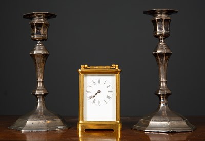 Lot 5 - A pair of silver candlesticks, Sheffield, 20cm...