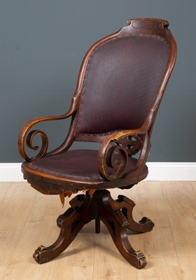 Lot 488 - A Victorian bentwood desk chair with an...