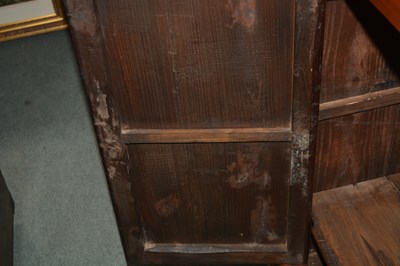 Lot 176 - Elm side cupboard Chinese, with carved frieze...