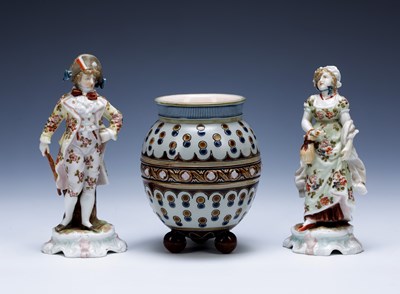 Lot 253 - Pair of Volkstedt porcelain figures of a lady...