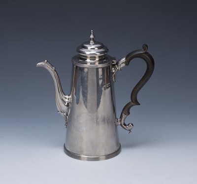 Lot 201 - Silver coffee pot with ebonised handle,...