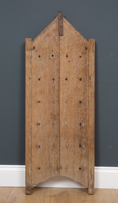 Lot 231 - An antique oak chapel hymn board, 37cm wide x...