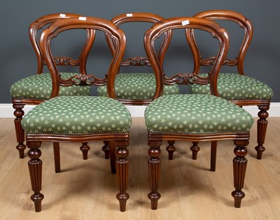 Lot 285 - A set of ten mahogany balloon back chairs with...
