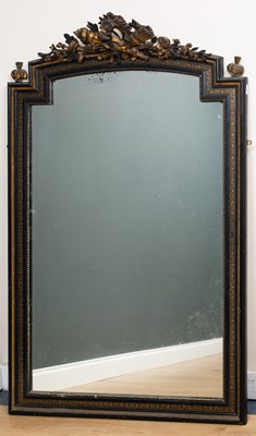Lot 217 - A late 19th century ebonised overmantle mirror...